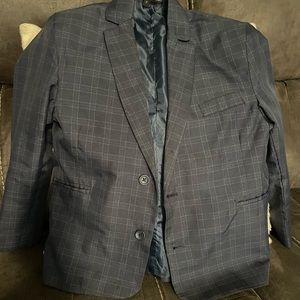 Boys navy checkered suit jacket